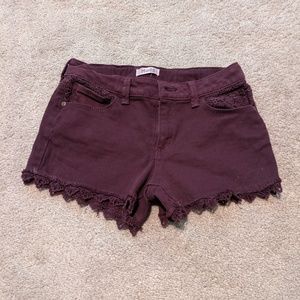 Girl's Mudd Jean Shorts with crochet detail